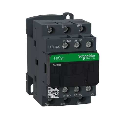 Schneider Electric LC1D09G7 AC mágneskapcsoló, 4kW/9A (400V, AC3), csavaros csatlakozás, 1Z+1NY