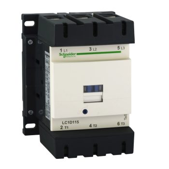   Schneider Electric, TeSys D, LC1D115BD, Mágneskapcsoló, 55kW/115A (400V, AC3), 24V DC vezerlés, 1Z+1Ny, csavaros csatlakozás, TeSys D (Schneider LC1D115BD)