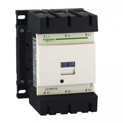 Schneider Electric LC1D115G7 AC mágneskapcsoló, 55kW/115A (400V, AC3), csavaros csatlakozás, 1Z+1NY