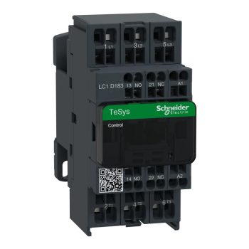   Schneider Electric LC1D183F7 AC mágneskapcsoló, 7,5kW/18A (400V, AC3), rugós csatlakozás, 1Z+1NY