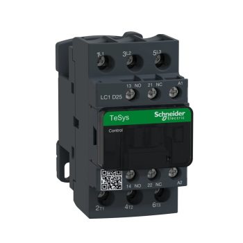   Schneider Electric, TeSys D, LC1D25B7, Mágneskapcsoló, 11kW/25A (400V, AC3), 24V AC 50/60 Hz vezerlés, 1Z+1Ny, csavaros csatlakozás, TeSys D (Schneider LC1D25B7)