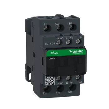   Schneider Electric, TeSys D, LC1D25Q7, Mágneskapcsoló, 11kW/25A (400V, AC3), 380V AC 50/60 Hz vezerlés, 1Z+1Ny, csavaros csatlakozás, TeSys D (Schneider LC1D25Q7)