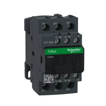   Schneider Electric, TeSys D, LC1D25V7, Mágneskapcsoló, 11kW/25A (400V, AC3), 400V AC 50/60 Hz vezerlés, 1Z+1Ny, csavaros csatlakozás, TeSys D (Schneider LC1D25V7)