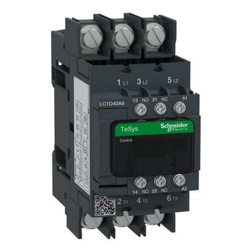 Schneider Electric LC1D40A6G7 3pólusú mágneskapcsoló sarus (AC3, 400V 40A), tek. 120V AC 50/60Hz