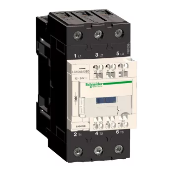   Schneider Electric LC1D65A3B7 3pólusú Everlink mágneskapcsoló (AC3, 400V 65A) rugós vezérlő sorkapoccsal 24V AC 50/60Hz