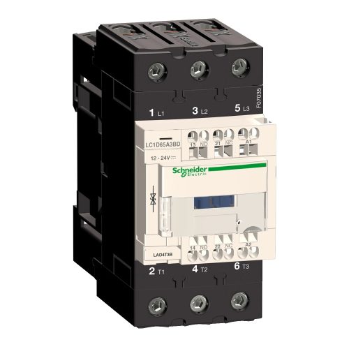 Schneider Electric LC1D65A3B7 3pólusú Everlink mágneskapcsoló (AC3, 400V 65A) rugós vezérlő sorkapoccsal 24V AC 50/60Hz