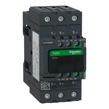   Schneider LC1D65ABNE, Tesys D Green mágneskapcsoló, 30kW/65A (400V, AC3), 24..60V AC/DC vezerlés, 1Z+1Ny, csavaros csatlakozás