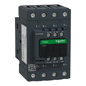   Schneider Electric, TeSys D Everlink, LC1DT60AP7, Mágneskapcsoló, 60A (400V, AC1), 4 pólus, 4 Záró főérintkező, 230V AC 50/60 Hz vezerlés, csavaros csatlakozás, TeSys D Everlink (Schneider LC1DT60AP7)