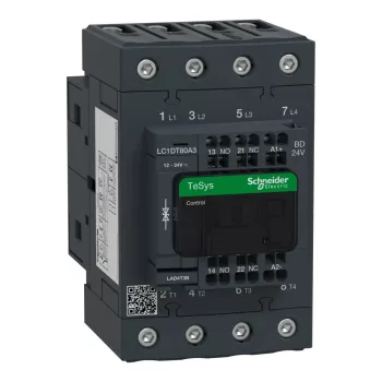   Schneider Electric LC1DT80A3BD 4 pólusú Everlink mágneskapcsoló AC1 415V 80A rugós vezérlő sorkapoccsal 24V DC