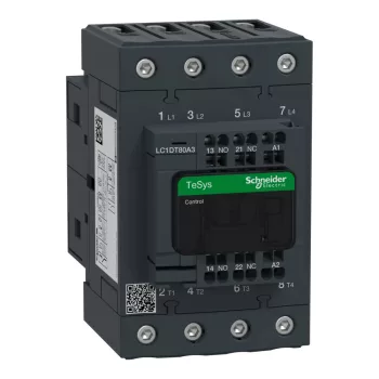   Schneider Electric LC1DT80A3P7 4 pólusú Everlink mágneskapcsoló AC1 415V 80A rugós vezérlő sorkapoccsal 230V AC 50/60Hz
