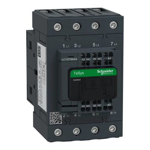 Schneider Electric LC1DT80A3P7 4 pólusú Everlink mágneskapcsoló AC1 415V 80A rugós vezérlő sorkapoccsal 230V AC 50/60Hz