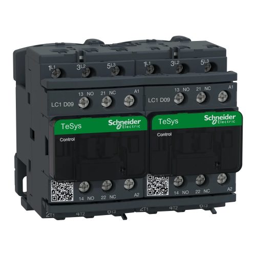 Schneider Electric, Forgásirányváltó magneskapcsoló, 4kW/9A (400V, AC3), 115V AC 50/60 Hz vezerlés, 1Z+1Ny, csavaros csatlakozás, TeSys D (Schneider LC2D09FE7)
