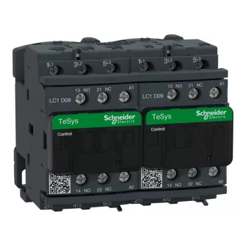   Schneider Electric, Forgásirányváltó magneskapcsoló, 4kW/9A (400V, AC3), 220V AC 50/60 Hz vezerlés, 1Z+1Ny, csavaros csatlakozás, TeSys D (Schneider LC2D09M7)