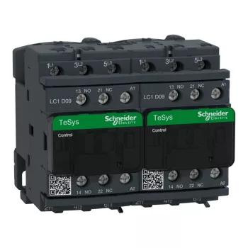   Schneider Electric, Forgásirányváltó magneskapcsoló, 4kW/9A (400V, AC3), 400V AC 50/60 Hz vezerlés, 1Z+1Ny, csavaros csatlakozás, TeSys D (Schneider LC2D09V7)