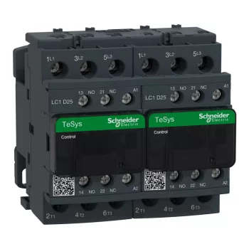   Schneider Electric, Forgásirányváltó magneskapcsoló, 11kW/25A (400V, AC3), 48V AC 50/60 Hz vezerlés, 1Z+1Ny, csavaros csatlakozás, TeSys D (Schneider LC2D25E7)