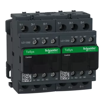   Schneider Electric, Forgásirányváltó magneskapcsoló, 15kW/32A (400V, AC3), 48V AC 50/60 Hz vezerlés, 1Z+1Ny, csavaros csatlakozás, TeSys D (Schneider LC2D32E7)