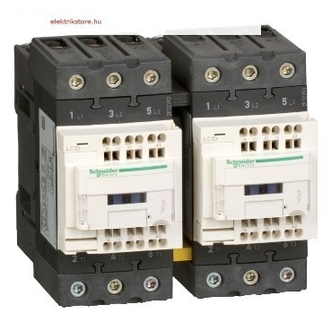 Schneider Electric, Forgásirányváltó magneskapcsoló, 18,5kW/40A (400V, AC3), 500V AC 50/60 Hz vezerlés, 1Z+1Ny, rugós csatlakozás, TeSys D Everlink Everlink (Schneider LC2D40A3S7)