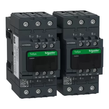   Schneider Electric LC2D50AE7 3 pólusú irányváltós mágneskapcsoló Everlink (AC3, 400V 50A), tek. 48V AC 50/60Hz