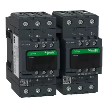   Schneider Electric, Forgásirányváltó magneskapcsoló, 22kW/50A (400V, AC3), 110V AC 50/60 Hz vezerlés, 1Z+1Ny, csavaros csatlakozás, TeSys D Everlink Everlink (Schneider LC2D50AF7)