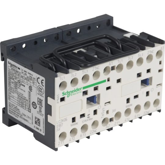 Schneider Electric, Forgásirányváltó magneskapcsoló, 4kW/9A (400V, AC3), 24V AC 50/60 Hz vezerlés, 1Ny, csavaros csatlakozás, TeSys K (Schneider LC2K0901B7) Schneider Electric, Forgásirányváltó magneskapcsoló, 4kW/9A (400V, AC3), 24V AC 50/60 Hz vezerlés, 1Ny, csavaros csatlakozás, TeSys K (Schneider LC2K0901B7)