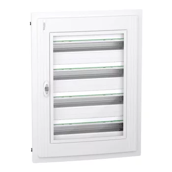   Schneider Electric PrismaSeT XS LVSXP424 süllyesztett elosztó  - 96 modul - 4 sor, átlátszó ajtóval IP40, PE+N sínnel - Méretek : 810x648x129mm - max 125A