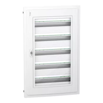   Schneider Electric PrismaSeT XS LVSXP524 süllyesztett elosztó  - 120 modul - 5 sor, átlátszó ajtóval IP40, PE+N sínnel - Méretek : 960x648x129mm - max 125A