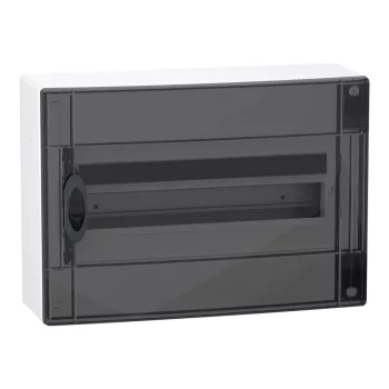 Schneider PrismaSeT XS LVSXR118 elosztószekrény, füstszínű átlátszó ajtó, falon kívüli szerelés, 1x18 modul