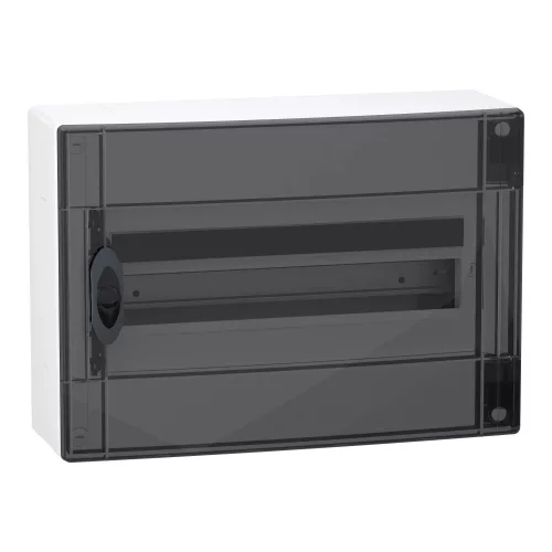 Schneider PrismaSeT XS LVSXR118 elosztószekrény, füstszínű átlátszó ajtó, falon kívüli szerelés, 1x18 modul
