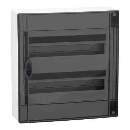 Schneider PrismaSeT XS LVSXR218 elosztószekrény, füstszínű átlátszó ajtó, falon kívüli szerelés, 2x18 modul