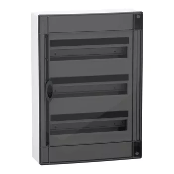 Schneider PrismaSeT XS LVSXR318 elosztószekrény, füstszínű átlátszó ajtó, falon kívüli szerelés, 3x18 modul