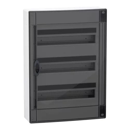 Schneider PrismaSeT XS LVSXR318 elosztószekrény, füstszínű átlátszó ajtó, falon kívüli szerelés, 3x18 modul