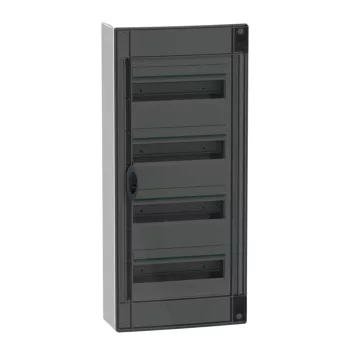 Schneider PrismaSeT XS LVSXR413 elosztószekrény, füstszínű átlátszó ajtó, falon kívüli szerelés, 4x13 modul