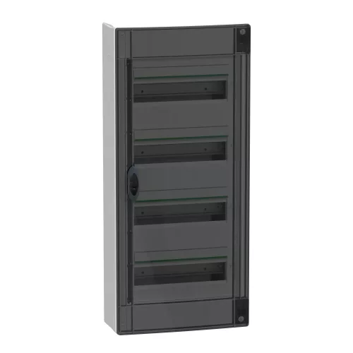 Schneider PrismaSeT XS LVSXR413 elosztószekrény, füstszínű átlátszó ajtó, falon kívüli szerelés, 4x13 modul