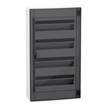 Schneider PrismaSeT XS LVSXR418 elosztószekrény, füstszínű átlátszó ajtó, falon kívüli szerelés, 4x18 modul