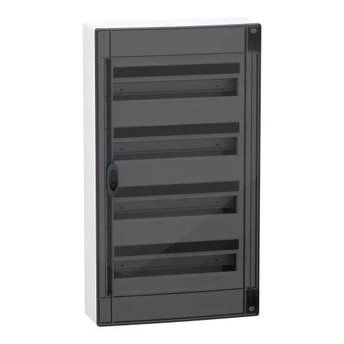 Schneider PrismaSeT XS LVSXR418 elosztószekrény, füstszínű átlátszó ajtó, falon kívüli szerelés, 4x18 modul
