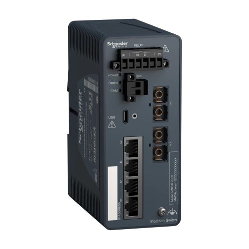 Schneider Electric MCSESM063F2CS0 Modicon switch, TCP/IP, menedzselhető, 4TX/2FX, monomódusú