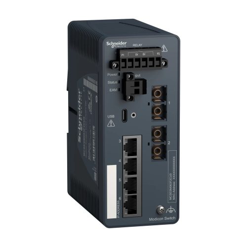 Schneider Electric MCSESM063F2CU0 Modicon switch, TCP/IP, menedzselhető, 4TX/2FX, multimódosú
