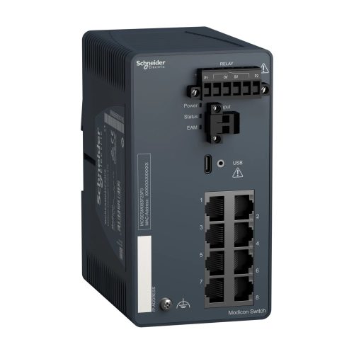 Schneider Electric MCSESM083F23F0 Modicon switch, TCP/IP, menedzselhető, 8TX