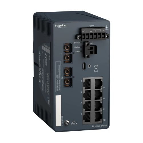 Schneider Electric MCSESM103F2CS0 Modicon switch, TCP/IP, menedzselhető, 8TX/2FX, monomódusú