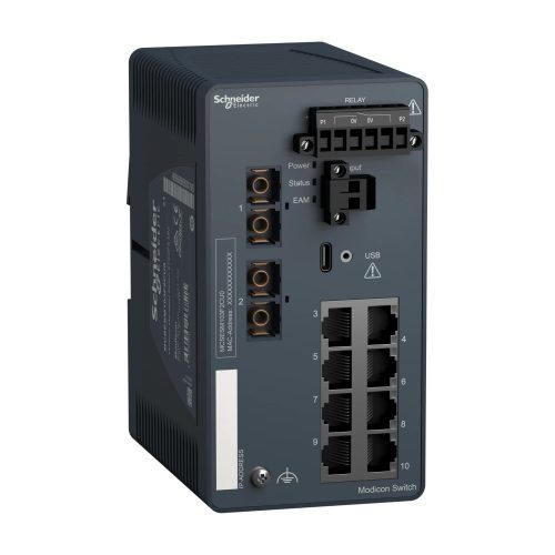 Schneider Electric MCSESM103F2CU0 Modicon switch, TCP/IP, menedzselhető, 8TX/2FX, multimódosú