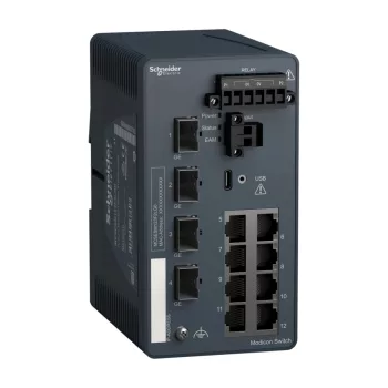   Schneider Electric MCSESM123F2LG0 Modicon switch, TCP/IP, menedzselhető, 8TX/4GE SFP