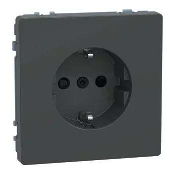   Schneider Electric Merten MEG2300-6034 Földelt csatlakozóaljzat 2P+F (dugalj), biztonsági zsaluval, antracit burkolattal, keret nélkül, süllyesztett, rugós bekötés, 16A 250V - System-D (D-Life / D-Antik)