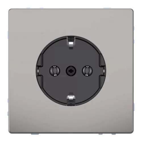 Schneider Electric Merten MEG2301-6050 Földelt csatlakozóaljzat 2P+F (dugalj), nikkel burkolattal, keret nélkül, süllyesztett, rugós bekötés, 16A 250V - System-D (D-Life / D-Antik)