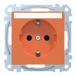 Schneider Electric Merten MEG2302-0302 Feliratozható földelt csatlakozóaljzat 2P+F (dugalj), biztonsági zsaluval, narancs burkolattal, keret nélkül, süllyesztett, rugós bekötés, 16A 250V - System-M (M-Plan / M-Pure / M-Smart)
