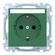 Schneider Electric Merten MEG2302-0304 Feliratozható földelt csatlakozóaljzat 2P+F (dugalj), biztonsági zsaluval, zöld burkolattal, keret nélkül, süllyesztett, rugós bekötés, 16A 250V - System-M (M-Plan / M-Pure / M-Smart)