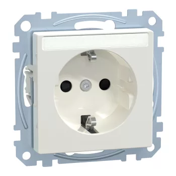   Schneider Electric Merten MEG2302-0319 Feliratozható földelt csatlakozóaljzat 2P+F (dugalj), biztonsági zsaluval, polárfehér burkolattal, keret nélkül, süllyesztett, rugós bekötés, 16A 250V - System-M (M-Plan / M-Pure / M-Smart)