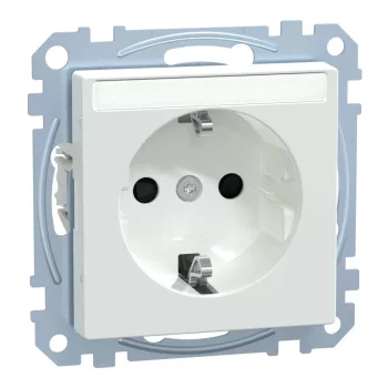   Schneider Electric Merten MEG2302-0325 Feliratozható földelt csatlakozóaljzat 2P+F (dugalj), biztonsági zsaluval, aktívfehér burkolattal, keret nélkül, süllyesztett, rugós bekötés, 16A 250V - System-M (M-Plan / M-Pure / M-Smart)