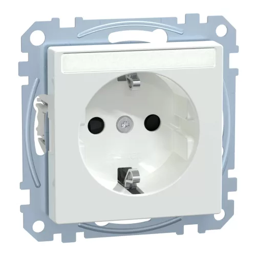 Schneider Electric Merten MEG2302-0325 Feliratozható földelt csatlakozóaljzat 2P+F (dugalj), biztonsági zsaluval, aktívfehér burkolattal, keret nélkül, süllyesztett, rugós bekötés, 16A 250V - System-M (M-Plan / M-Pure / M-Smart)
