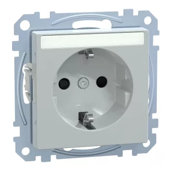   Schneider Electric Merten MEG2302-0329 Feliratozható földelt csatlakozóaljzat 2P+F (dugalj), biztonsági zsaluval, szürke burkolattal, keret nélkül, süllyesztett, rugós bekötés, 16A 250V - System-M (M-Plan / M-Pure / M-Smart)