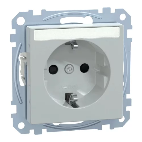 Schneider Electric Merten MEG2302-0329 Feliratozható földelt csatlakozóaljzat 2P+F (dugalj), biztonsági zsaluval, szürke burkolattal, keret nélkül, süllyesztett, rugós bekötés, 16A 250V - System-M (M-Plan / M-Pure / M-Smart)